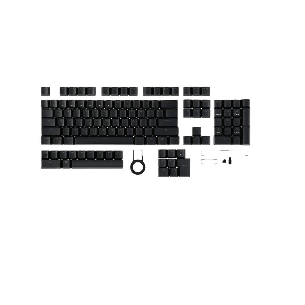 ASUS ROG PBT Keycap Set, Premium, Durable PBT Material Keycaps with Shortened Stems and Mid-Height Profiles, Providing Better Click Stability and Longer Lifespan, UK Layout