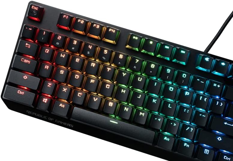 ASUS ROG PBT Keycap Set, Premium, Durable PBT Material Keycaps with Shortened Stems and Mid-Height Profiles, Providing Better Click Stability and Longer Lifespan, UK Layout