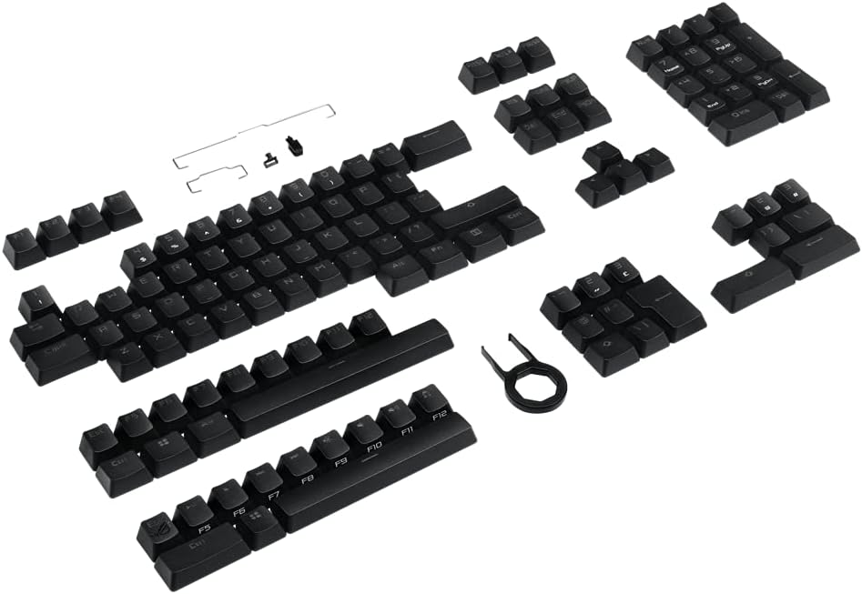 ASUS ROG PBT Keycap Set, Premium, Durable PBT Material Keycaps with Shortened Stems and Mid-Height Profiles, Providing Better Click Stability and Longer Lifespan, UK Layout
