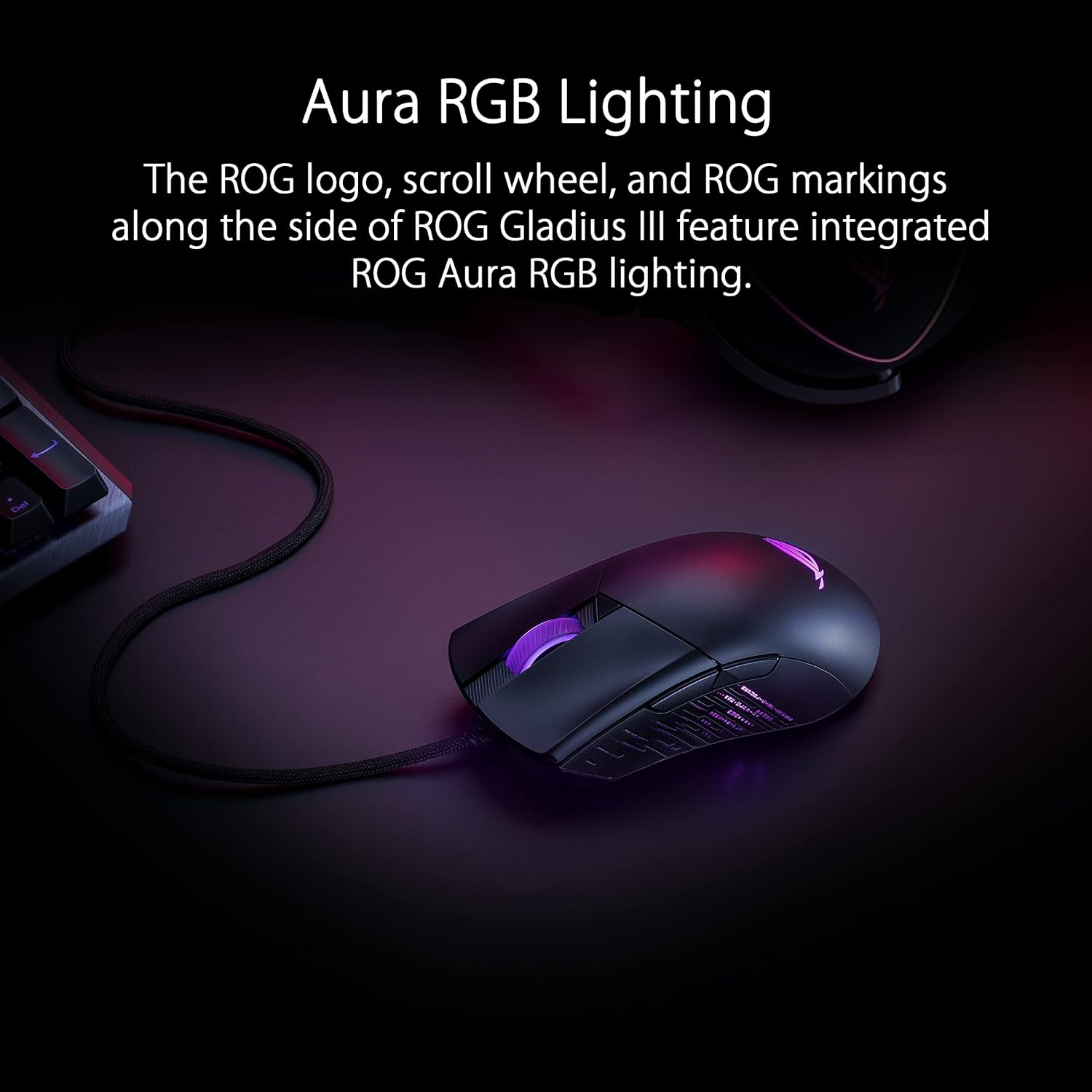 ASUS ROG Gladius III Wired Gaming Mouse, 19K Optical Sensor, 19,000 DPI, 6 Programmable Buttons, RGB Lighting, ROG Switch Socket Design, Swappable Switches, Ergonomic, Black
