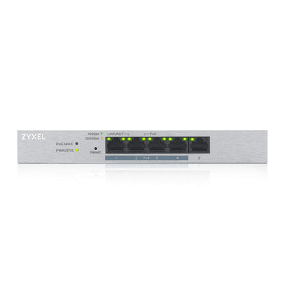 Zyxel 5-Port Gigabit Web / Smart Managed PoE+ Switch mit einem Budget von 60 Watt, Lifetime Garantie  5-Port PoE+ (60W