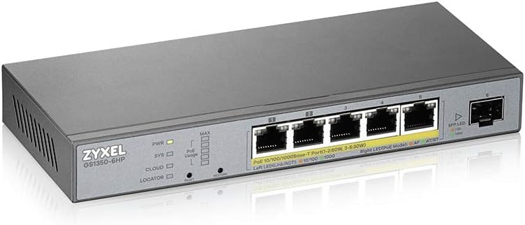ZYXEL GS1350-6HP-EU0101F commutateur réseau Géré L2 Gigabit Ethernet (10/100/1000) Connexion Ethernet, supportant l'a