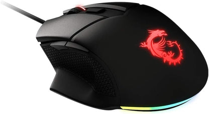 MSI CLUTCH GM20 ELITE Gaming-Maus - 6.400 DPI Optischer Sensor, rechtshändig, 20Mio+ Click OMRON-Switches, 6 Tasten, einstellbares Gewichtssystem, 1ms Latenz, RGB Mystic Light, 98-109g - kabelgebunden