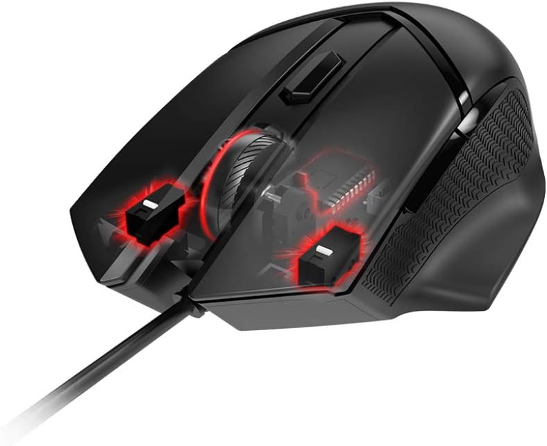 MSI CLUTCH GM20 ELITE Gaming-Maus - 6.400 DPI Optischer Sensor, rechtshändig, 20Mio+ Click OMRON-Switches, 6 Tasten, einstellbares Gewichtssystem, 1ms Latenz, RGB Mystic Light, 98-109g - kabelgebunden