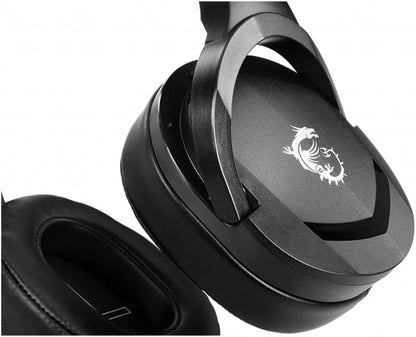 MSI IMMERSE GH20 GAMING HEADSET - Lightweight & Adjustable Design, 40mm Neodymium Drivers, laptop, Adjustable Mic, Inline Controls, 3.5mm Jack Connector & Y Cable Splitter - Wired