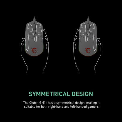 MSI CLUTCH GM11 WHITE Gaming Mouse - 5000 DPI Optical Sensor, Symmetrical, 10M+ Click OMRON Switches, 6-Buttons, 1ms Latency, RGB Mystic Light, 89g - Wired GM11 WHITE Wired (Symmetrical)