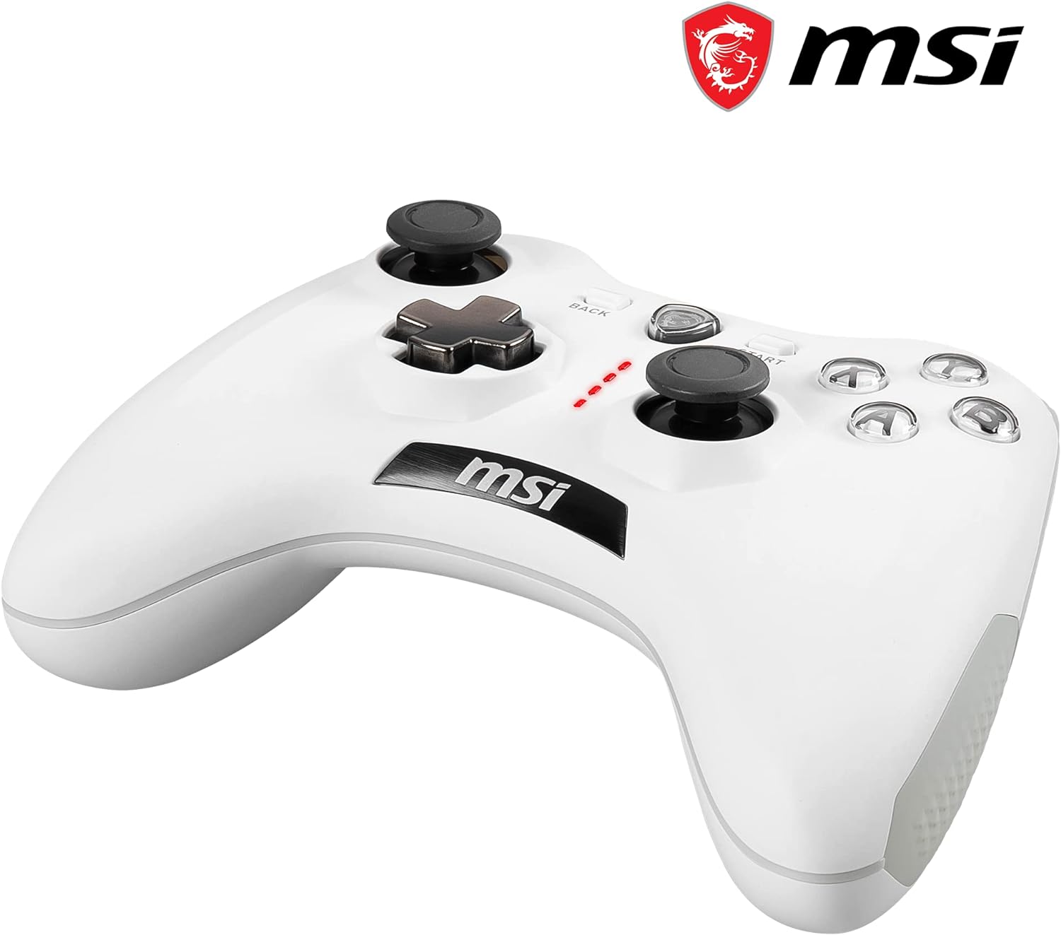 MSI FORCE GC20 V2 WHITE Controlador Gamepad con Cable para PC - Cubiertas D-Pad Intercambiables, 2 Motores de Vibración, USB 2.0 - Con Cable