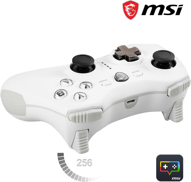 MSI FORCE GC20 V2 WHITE Controlador Gamepad con Cable para PC - Cubiertas D-Pad Intercambiables, 2 Motores de Vibración, USB 2.0 - Con Cable
