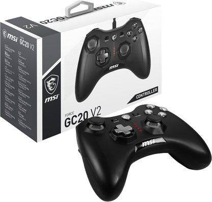 MSI FORCE GC20 V2 Wired PC Gamepad Controller - Interchangeable D-Pad Covers, Dual Vibration Motors, USB 2.0