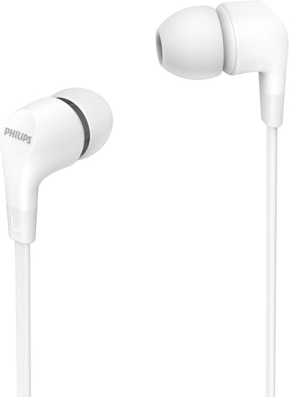 PHILIPS In-Ear Headphones E1105WT/00 With In-Line Remote Control (8.6-Mm Neodymium Drivers, Powerful Bass, Clear Sound, Comfortable Fit