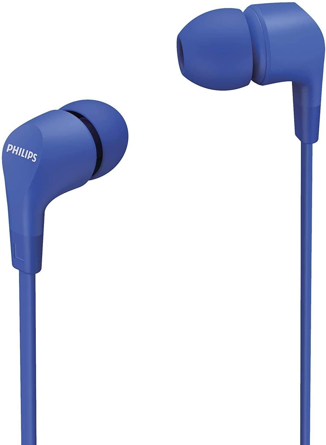 PHILIPS Audio In-Ear Headphones E1105BL/00 With In-Line Remote Control (8.6-Mm Neodymium Drivers, Powerful Bass, Clear Sound, Comfortable Fit