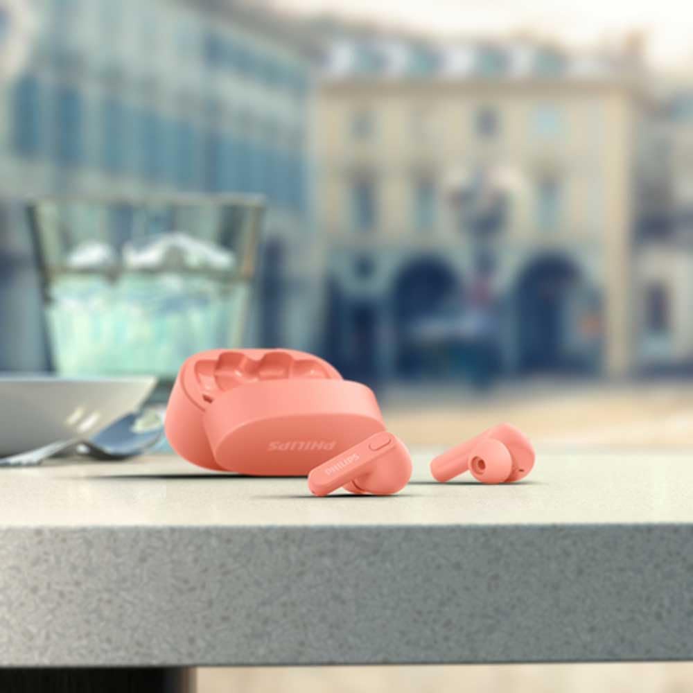 PHILIPS TAT2206PK/00 Auriculares Bluetooth con Micrófono/Resistentes a Salpicaduras y Sudor, 18h de Reproducción, Ajuste Cómodo/Auriculares Inalámbricos/Earbuds, Rosa