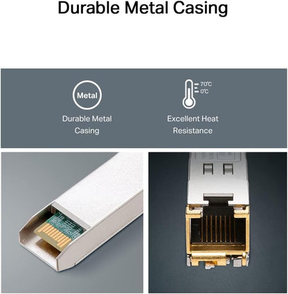 TP-Link TL-SM311T Modulo RJ45 SFP 1000BASE-T, Una Porta Gigabit RJ45 Ethernet, Supporta Funzioni di Controllo TX Disable, Funzionalità Hot-Pluggable SFP Footprint, Guscio in Metallo, Low EMI