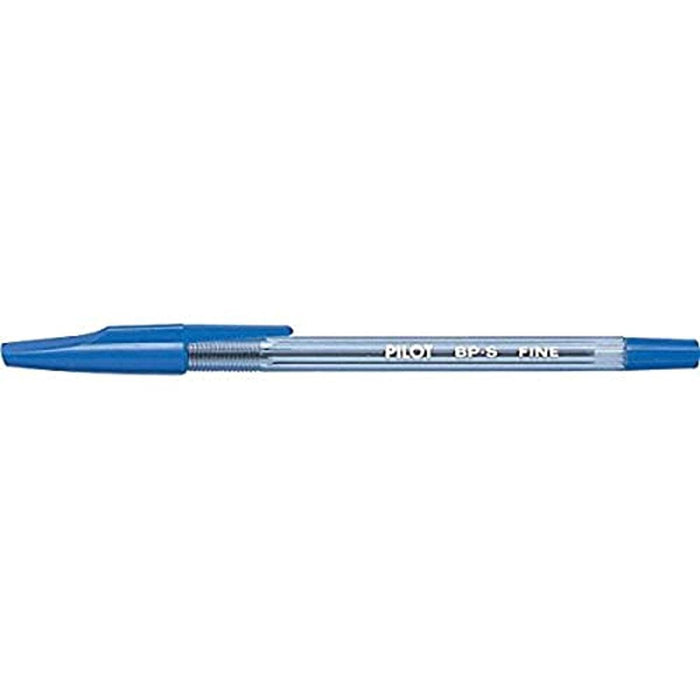 Pilot BP-SFPack of 12 Refillable Ballpoint Pens Fine Point Crystal Plastic Barrel with Cap Blue