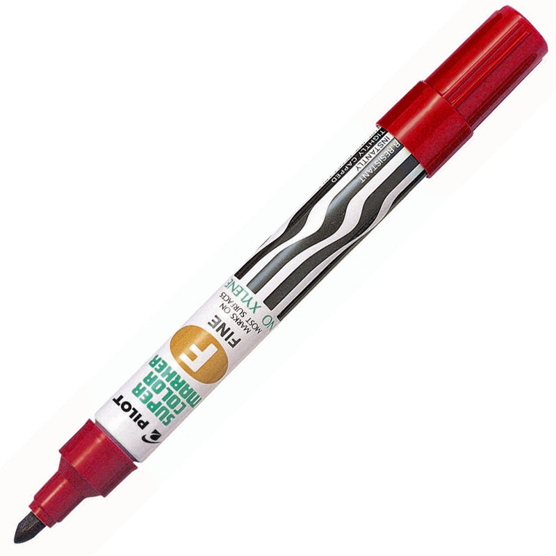 Pilot Supercolour Fine Permanent Marker Bullet 4 mm Tip - Red, Box of 12