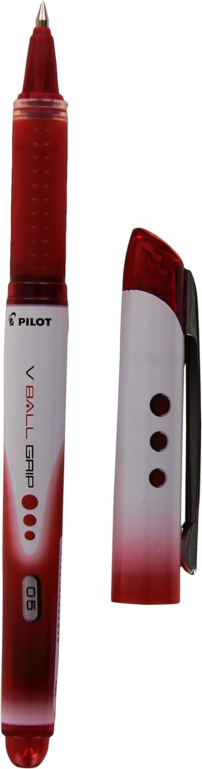 Pilot V Ball Grip Roller Ball Pens 0.5mm Tip Red Ink (Box of 12