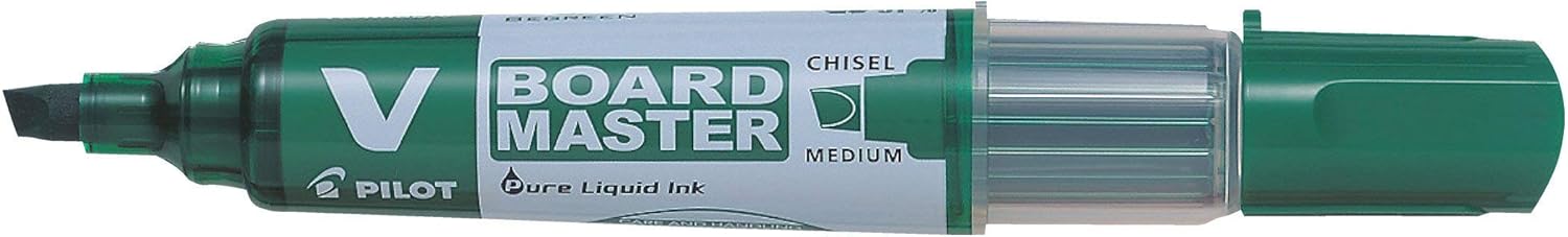 Pilot Begreen Recycled V Board Master Whiteboard Marker Chisel 2.2-5.2 mm Tip - Black/Red/Blue/Green/Orange, Wallet of 5