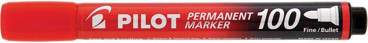 Pilot SCA-100-R – Pack of 12 Permanent Markers with Conical Tip, Red