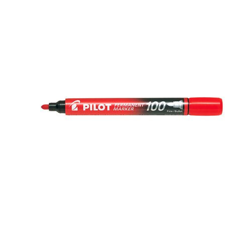 Pilot SCA-100-R – Pack of 12 Permanent Markers with Conical Tip, Red
