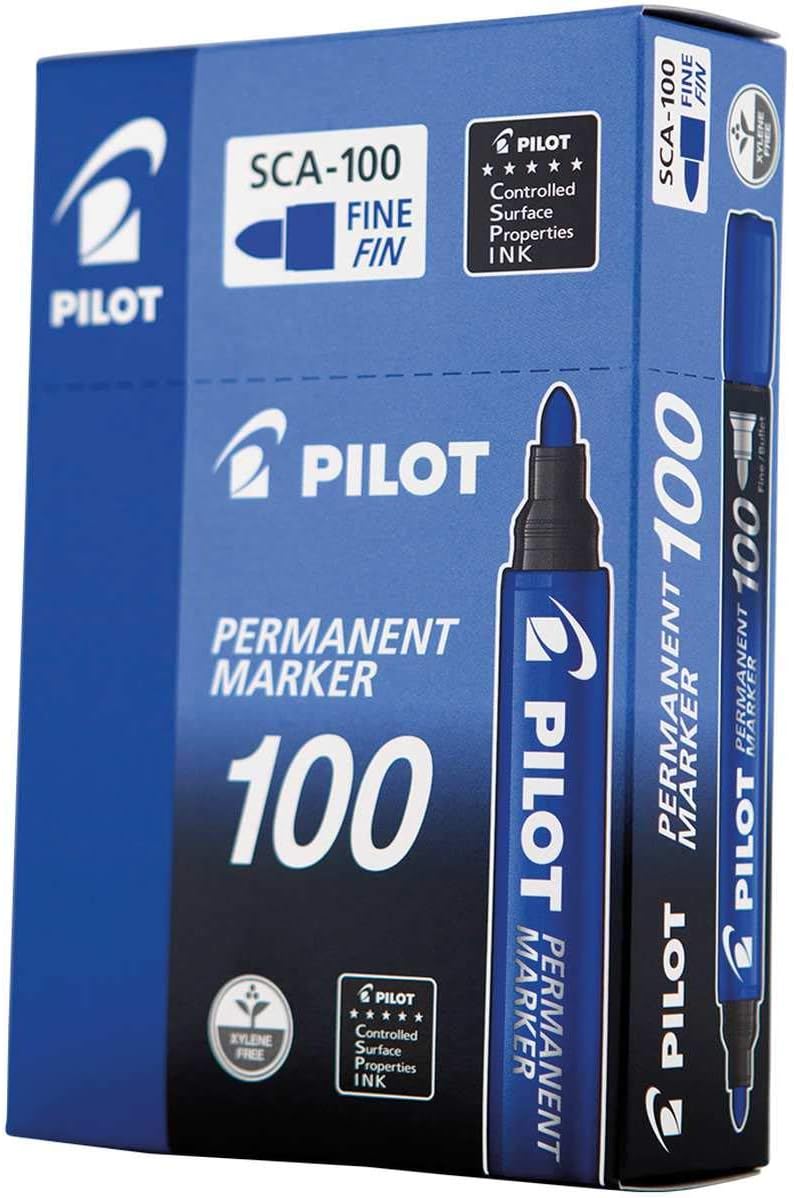 Pilot sca-100-l – Pack of 12 Permanent Markers, Conical Tip, Blue