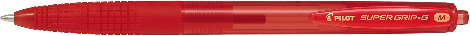Pilot Medium Line 1 mm Tip Super Grip G Retractable Ballpoint Pen - Red, Box of 12