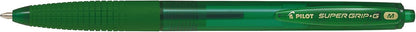 Pilot Medium Line 1 mm Tip Super Grip G Retractable Ballpoint Pen - Green, Box of 12