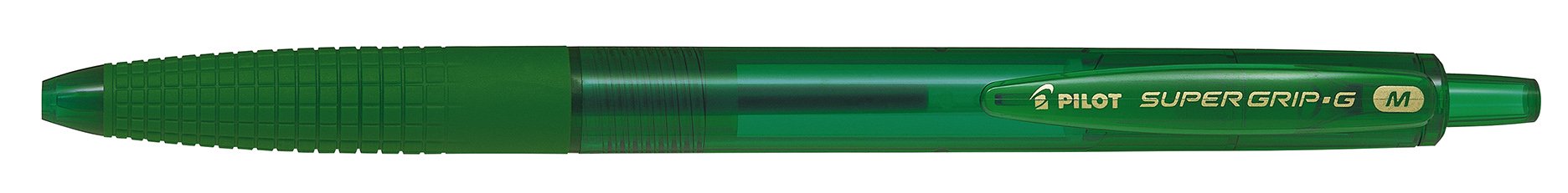 Pilot Medium Line 1 mm Tip Super Grip G Retractable Ballpoint Pen - Green, Box of 12