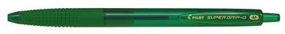Pilot Medium Line 1 mm Tip Super Grip G Retractable Ballpoint Pen - Green, Box of 12