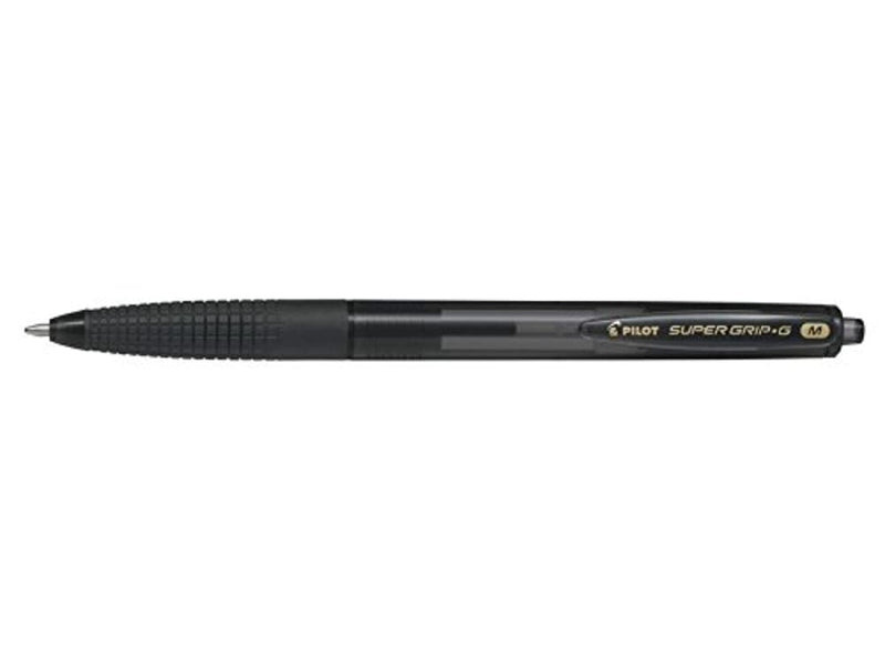 Pilot Medium Line 1 mm Tip Super Grip G Retractable Ballpoint Pen - Black, Box of 12
