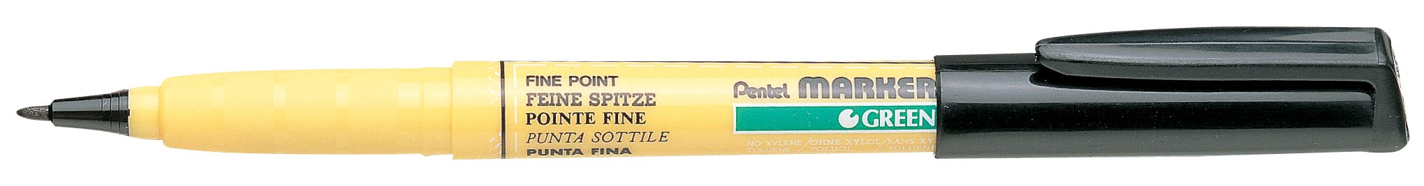Pentel - Marcador textil Green-label color negro. - Pack de 12