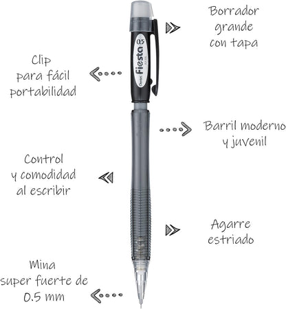 Pentel AX105-AO Fiesta Portamine, 0.5 mm, Confezione 12