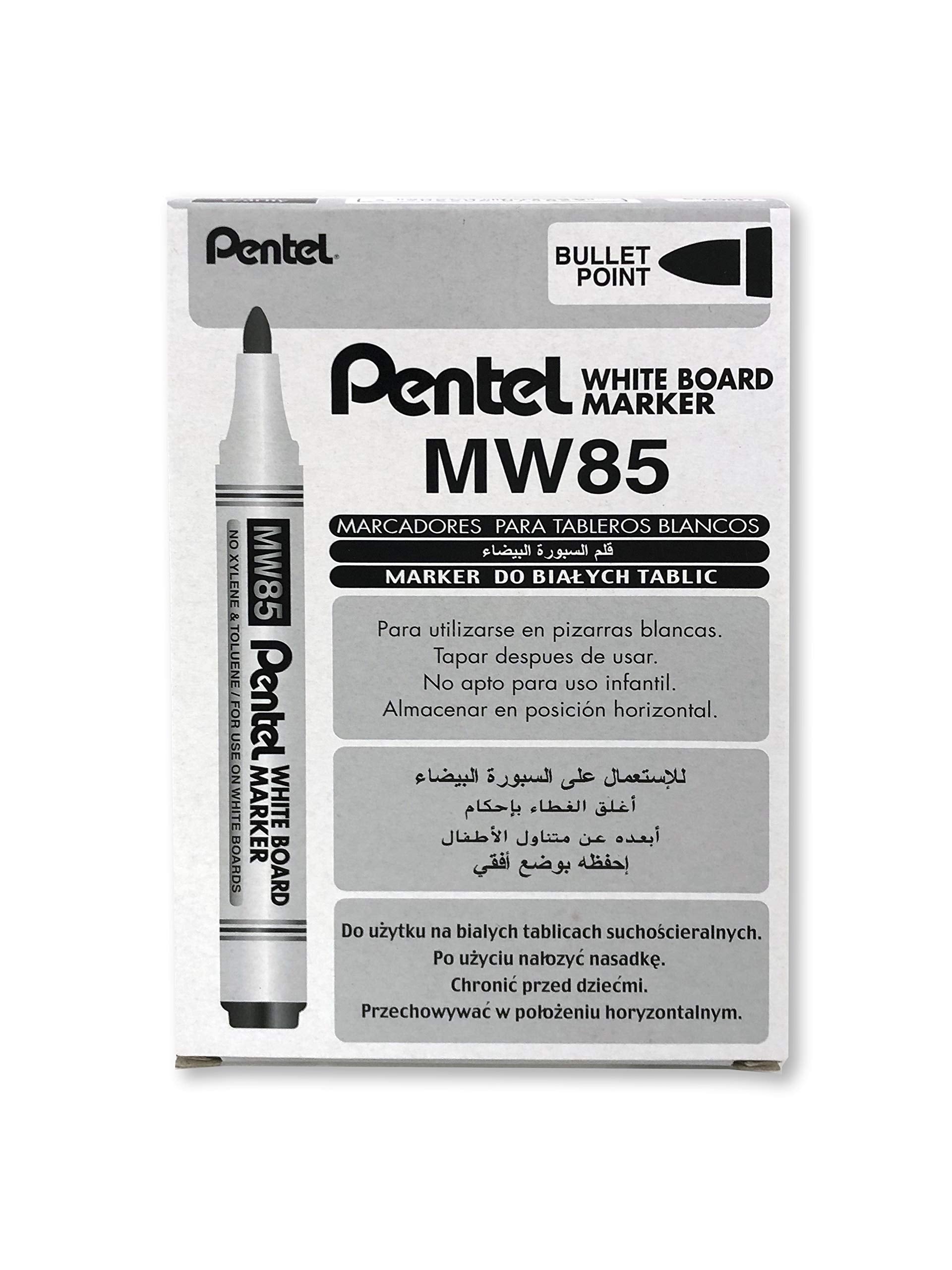 Pentel 4.2 mm Bullet Tip White Board Marker - Black (Pack of 12 Pens