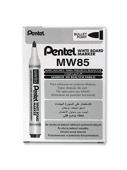 Pentel 4.2 mm Bullet Tip White Board Marker - Black (Pack of 12 Pens