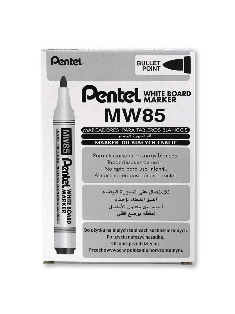 Pentel 4.2 mm Bullet Tip White Board Marker - Black (Pack of 12 Pens