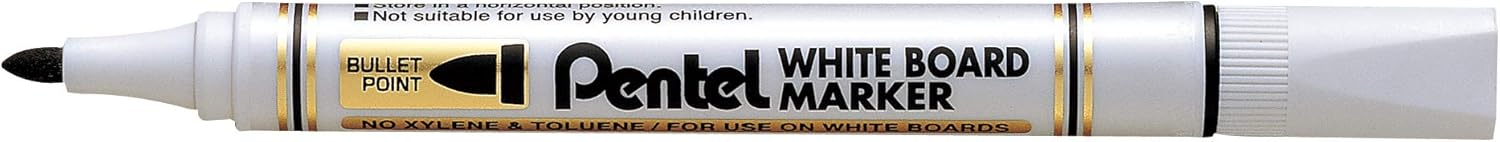 Pentel 4.2 mm Bullet Tip White Board Marker - Black (Pack of 12 Pens