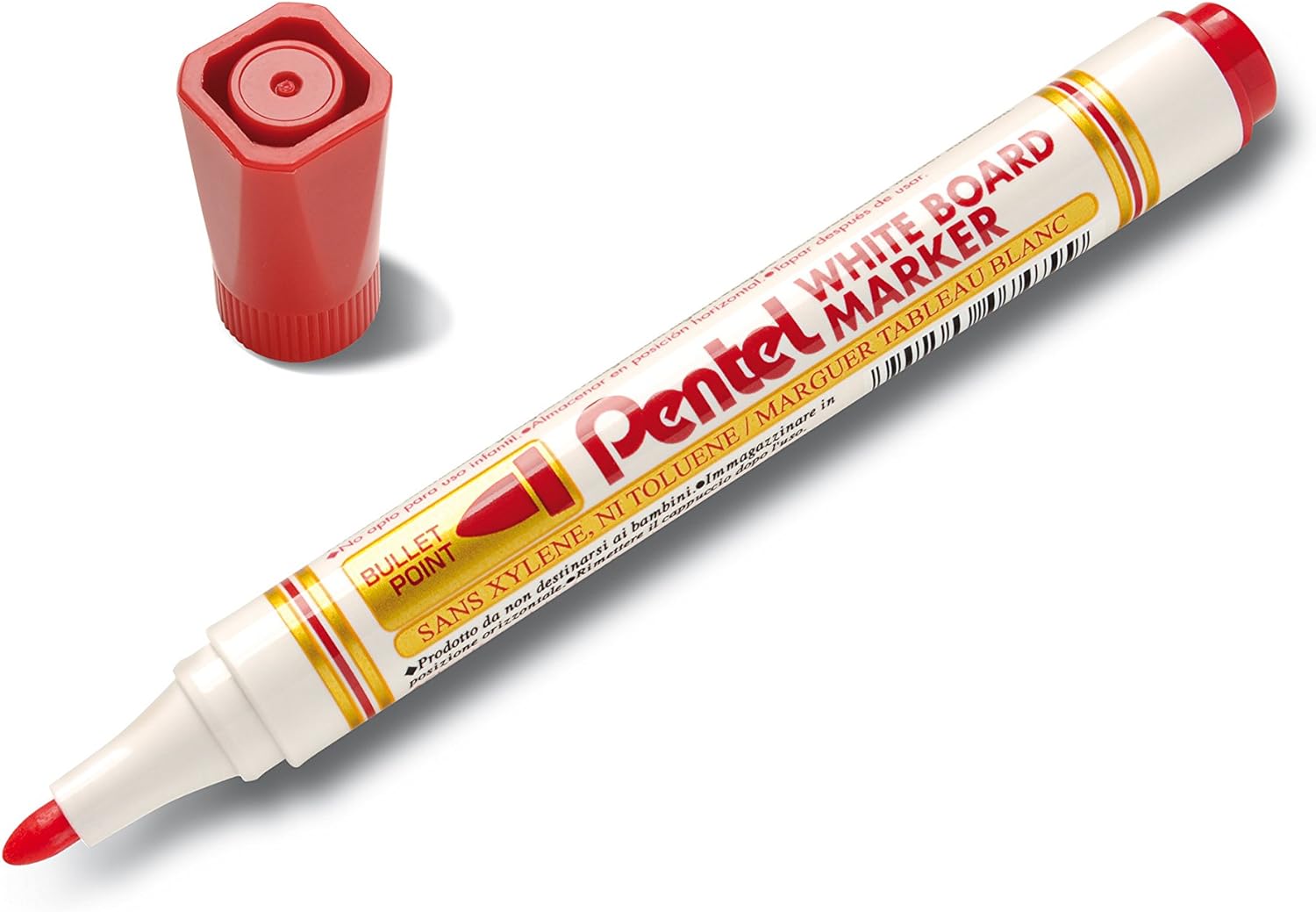 Pentel - Marcador económico para pizarra blanca. Color rojo. - Pack de 12