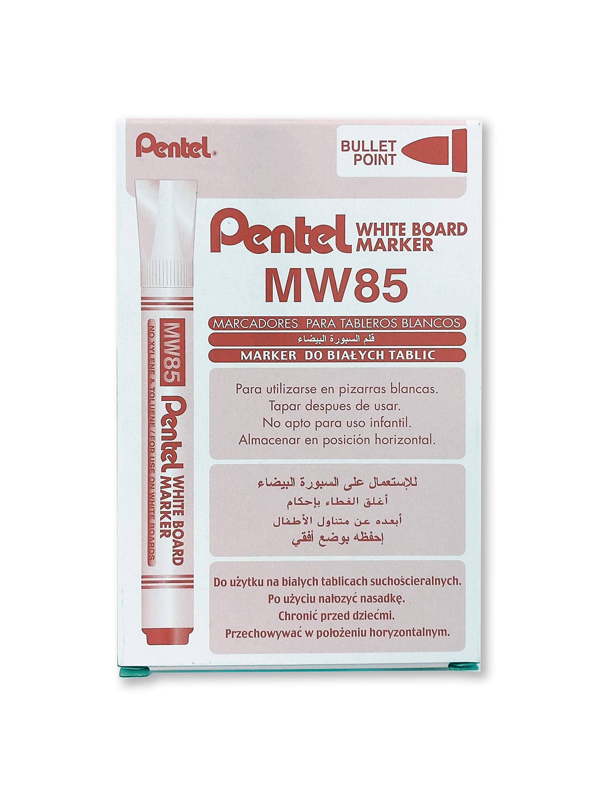 Pentel - Marcador económico para pizarra blanca. Color rojo. - Pack de 12