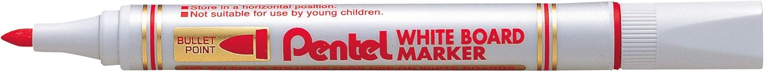 Pentel - Marcador económico para pizarra blanca. Color rojo. - Pack de 12