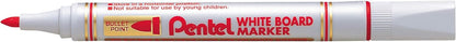 Pentel - Marcador económico para pizarra blanca. Color rojo. - Pack de 12