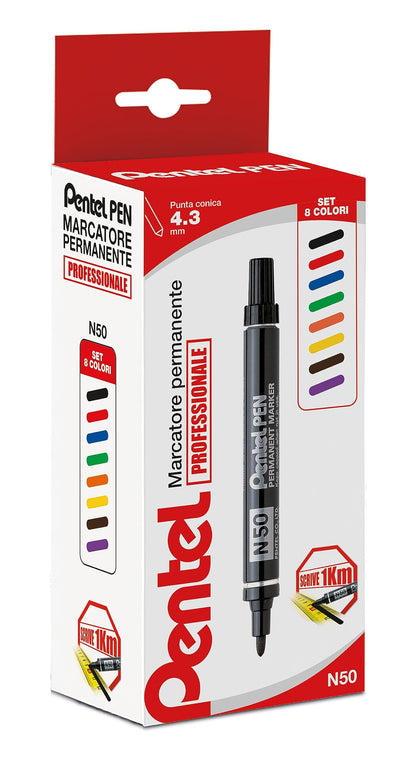 Pentel N50 Marker Black/Red/Green/Blue/Brown/Orange/Purple/Yellow