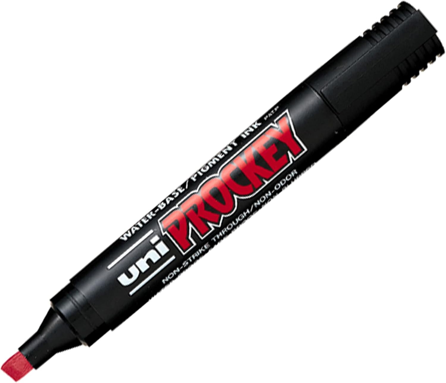 12 x Uni PROCKEY Marker Pens Red Chisel-Tip Bold Line PM-126