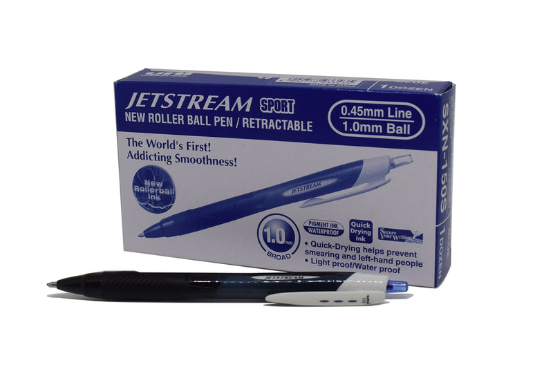 uni-ball 019828000 1 mm Jetstream Sport RT Rollerball Pen - Blue (Pack of 12