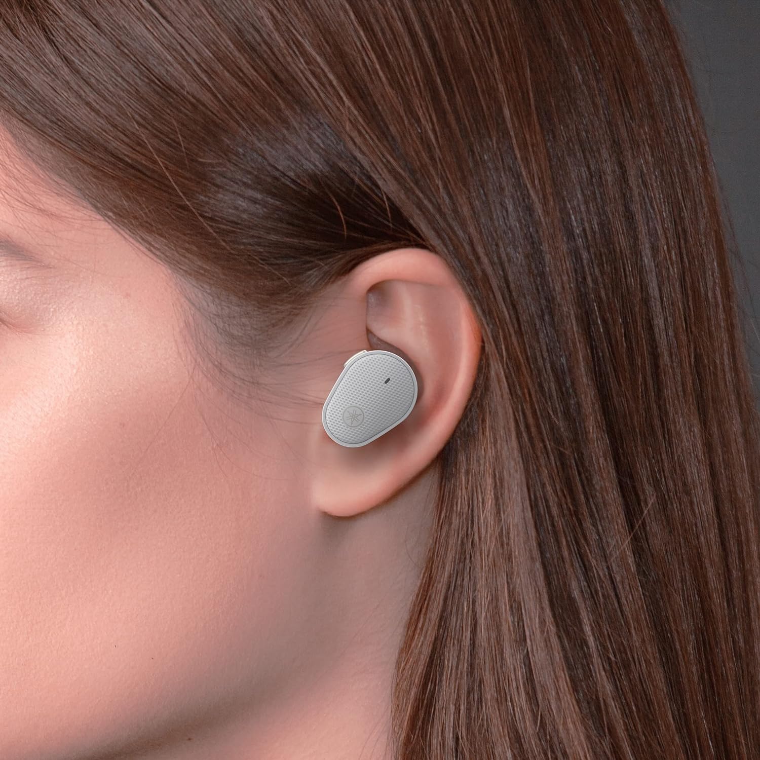 Yamaha TW-E5B True Wireless Bluetooth Earbuds in Charging Case with True Sound, aptX Adaptive, Game Mode, Ambient Sound, Listening Care and Built-In Microphone, in Grey