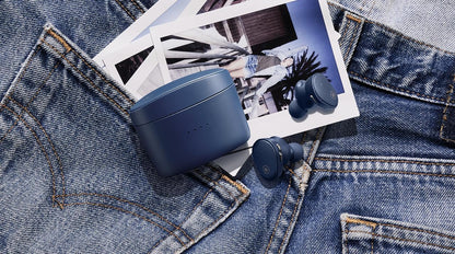 Yamaha TW-E5B True Wireless Bluetooth Earbuds in Charging Case with True Sound, aptX Adaptive, Game Mode, Ambient Sound, Listening Care and Built-In Microphone, in Blue