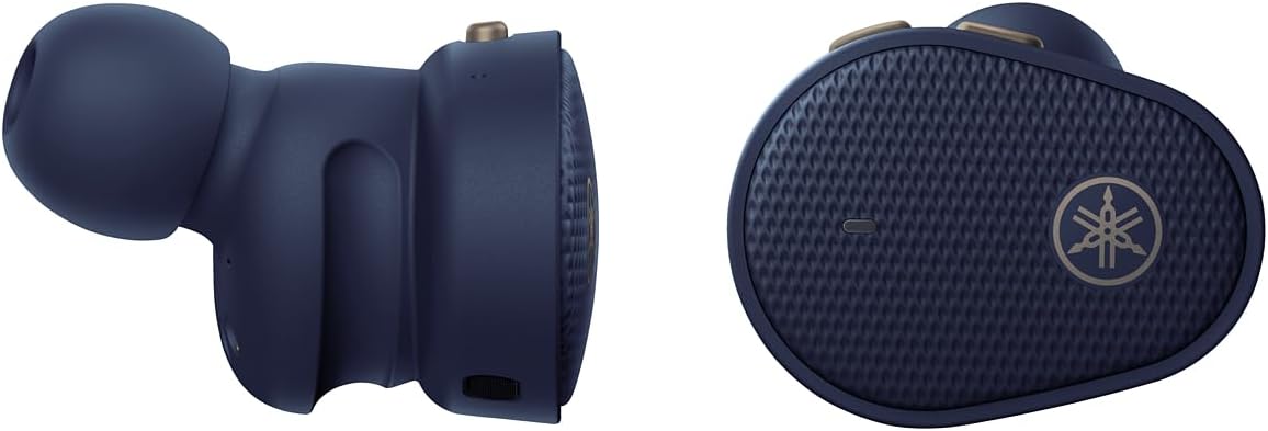 Yamaha TW-E5B True Wireless Bluetooth Earbuds in Charging Case with True Sound, aptX Adaptive, Game Mode, Ambient Sound, Listening Care and Built-In Microphone, in Blue