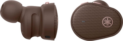 Yamaha TW-E5B True Wireless Bluetooth Earbuds in Charging Case with True Sound, aptX Adaptive, Game Mode, Ambient Sound, Listening Care and Built-In Microphone, in Brown