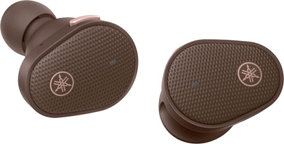 Yamaha TW-E5B True Wireless Bluetooth Earbuds in Charging Case with True Sound, aptX Adaptive, Game Mode, Ambient Sound, Listening Care and Built-In Microphone, in Brown