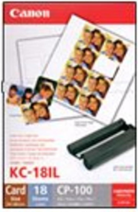 Paper for Canon SELPHY CP1500 - KC-18IF Genuine Canon Ink + Sticker Paper Set (54 x 86mm) 18 Sheets, also compatible with CP1300, CP1200
