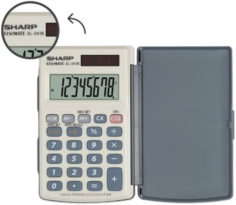 Sharp EL-243EB - Calculadora (Bolsillo, Calculadora básica, 8 dígitos, Azul, Blanco