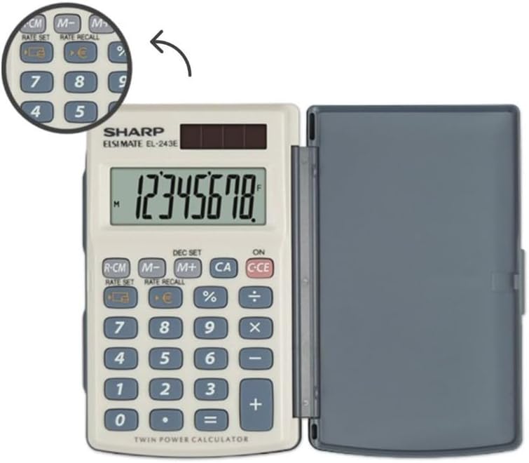 Sharp EL-243EB - Calculadora (Bolsillo, Calculadora básica, 8 dígitos, Azul, Blanco